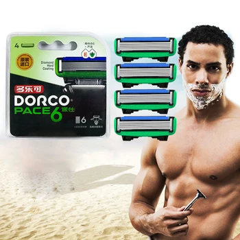 

High-quality Genuine Original Dorco Pace 6 Men Manual Razor Blades 6-Layer Blade Stainless Steel Blades Shaver replacement 4 pcs