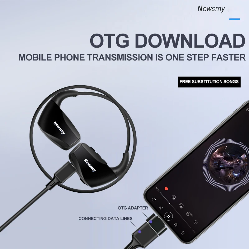 Newsmy Q16 беспроводная водонепроницаемая bluetooth-гарнитура мини портативные наушники спортивные наушники для бега Mp3 музыка 8G шейные черные затычки для ушей