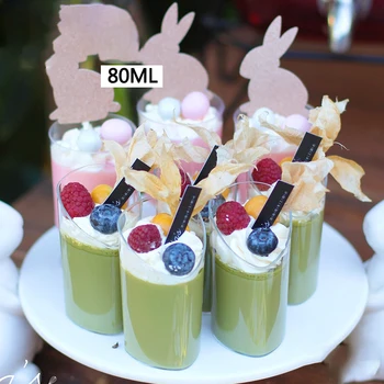 

10PCS 80ML Transparent Disposable Plastic Tableware Dessert Cup Diagonal Pudding Cup Cake Cup Party Wedding Birthday Decoration