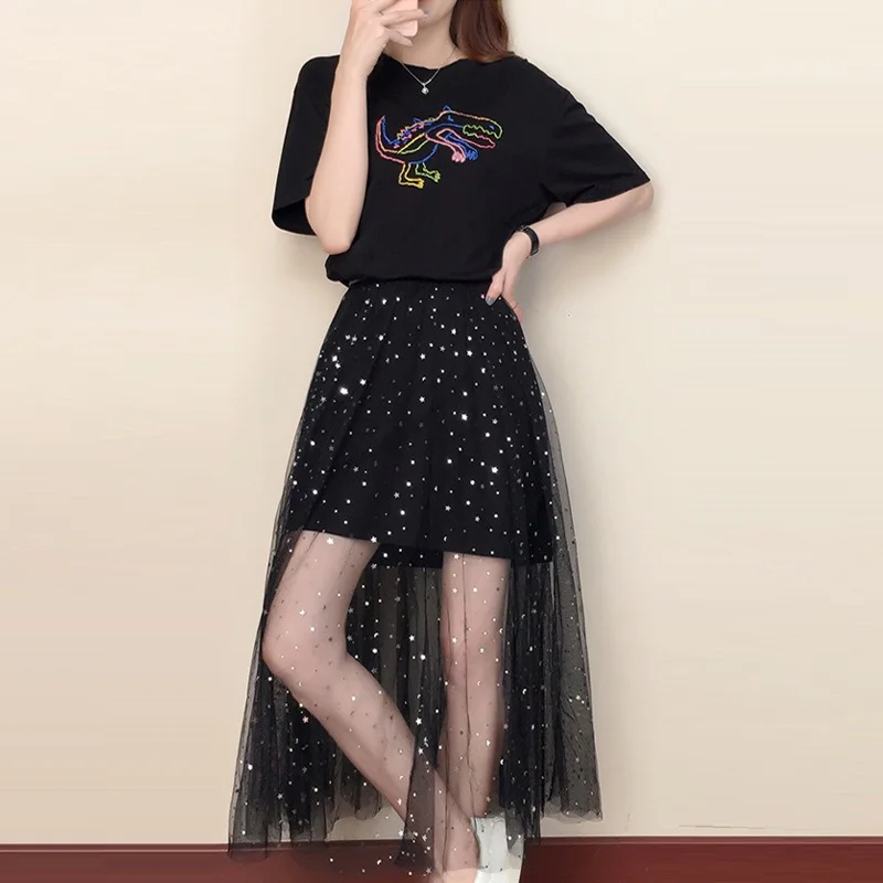 long mesh shirt dress