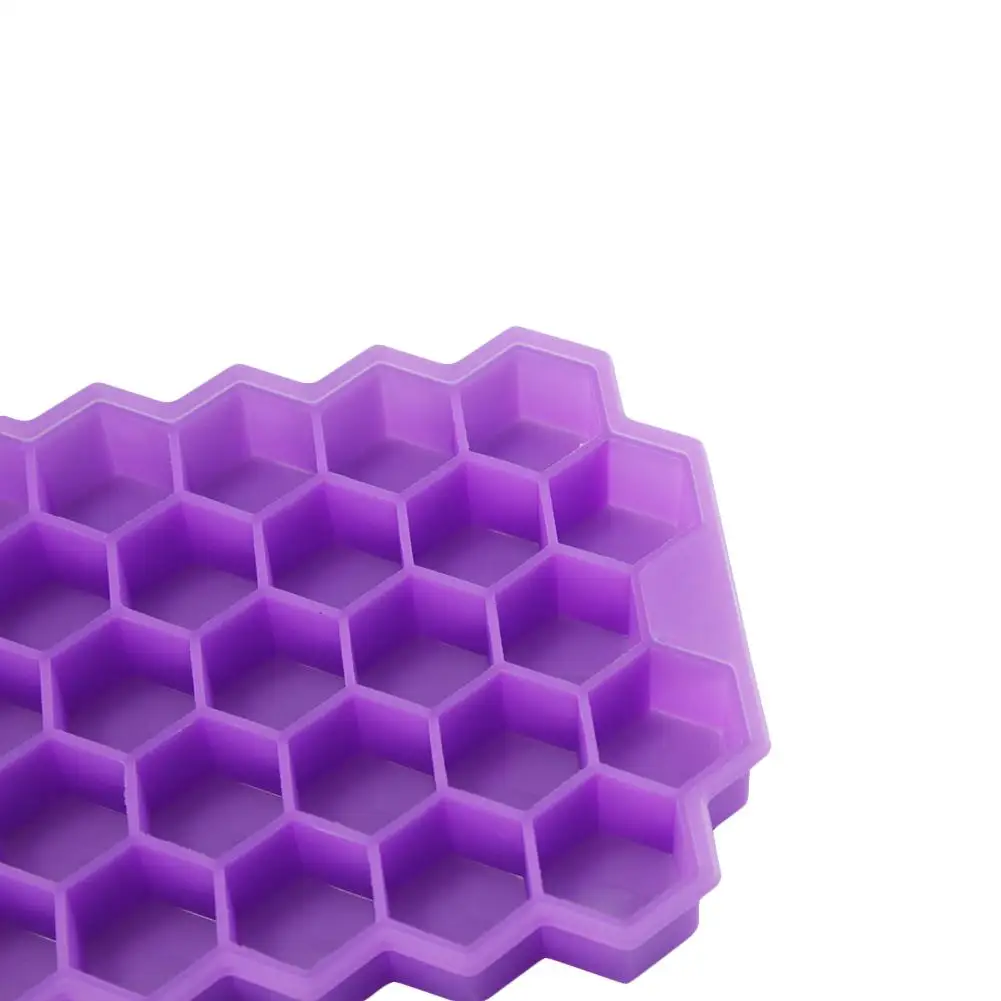 Purple Силиконовая форма в форме сота, лоток для льда, форма для приготовления льда с 37 отделениями, инструмент для кубиков льда, кухонный инструмент - Цвет: Purple