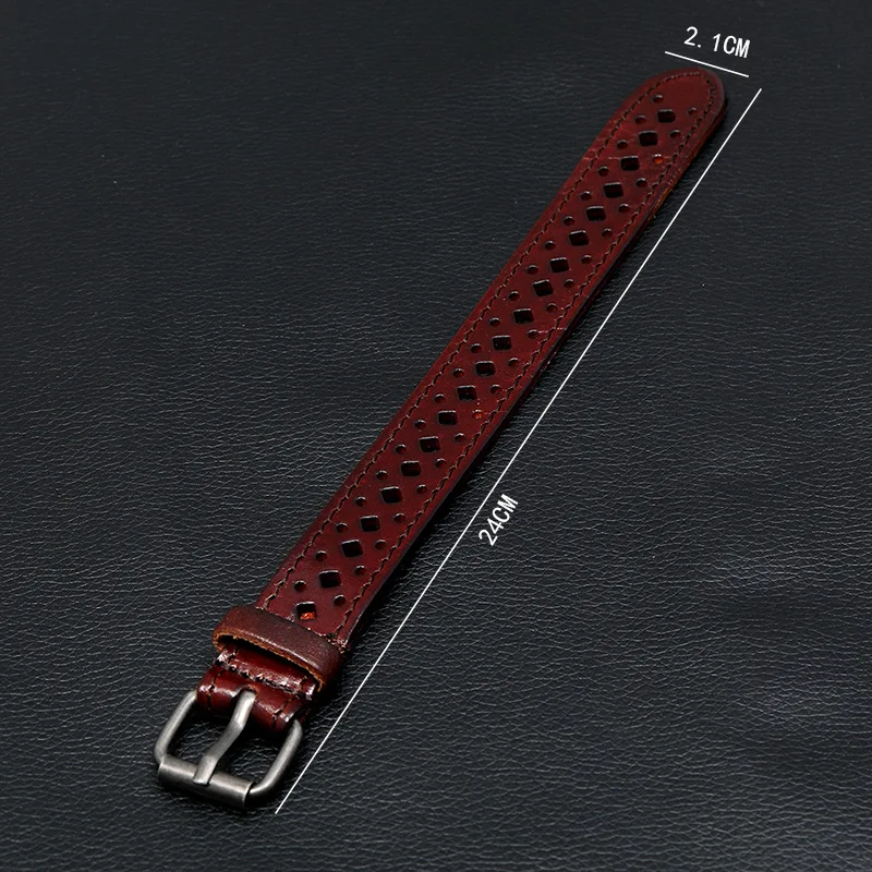 Jewelry Wide Wristband Design Retro Hollow Genuine Leather Bracelet leather bracelet