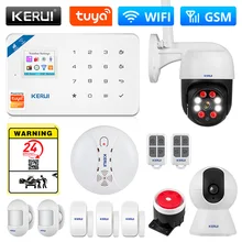 KERUI Tuya Smart WIFI GSM Sistema de alarma de seguridad funciona con Alexa Detector de movimiento antirrobo para el hogar Cámara con sensor de ventana y puerta de humo