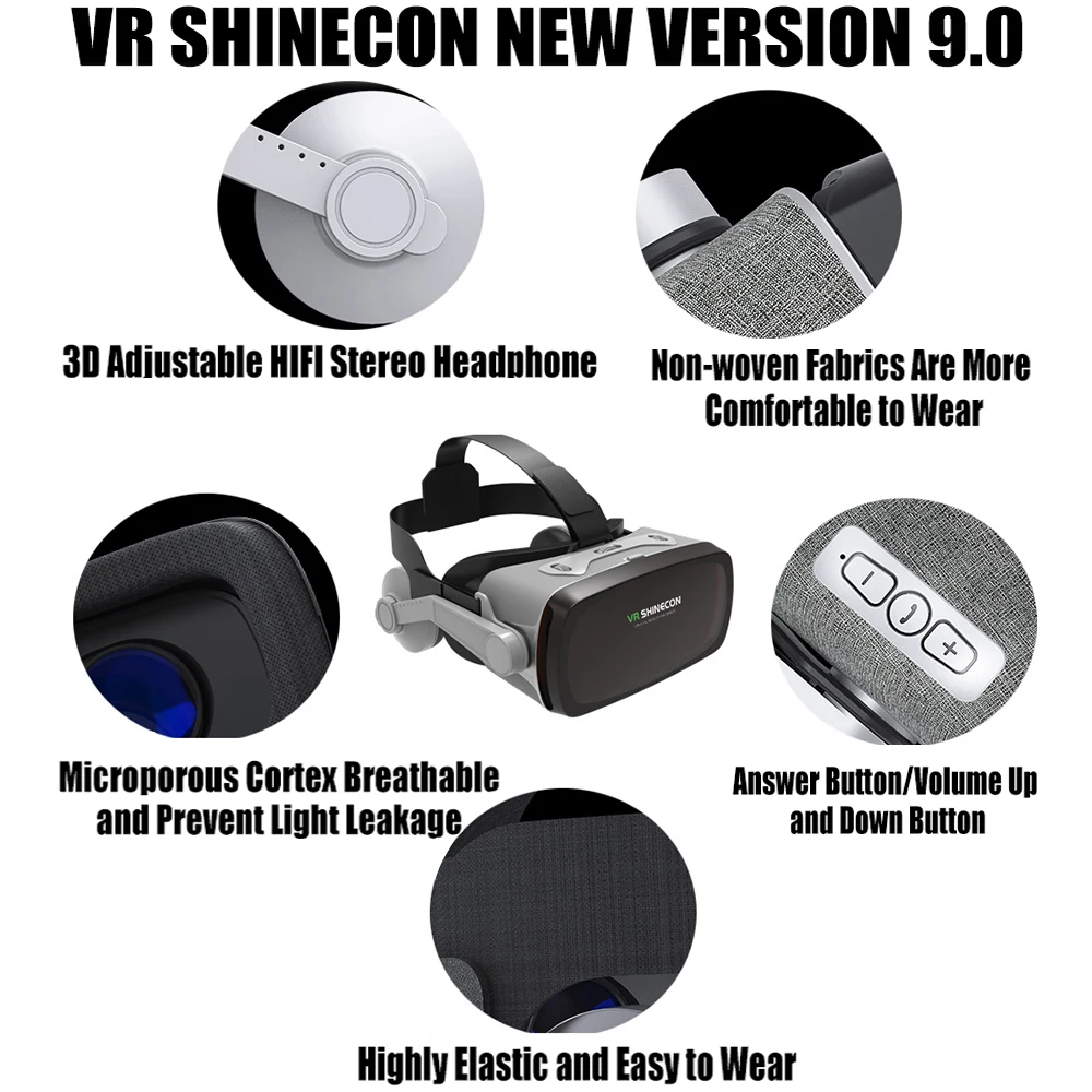 VR Shinecon 9,0 G07E 3 D шлем Viar 3D очки Виртуальная реальность гарнитура шлем стекла для очков для телефона смартфон Видео игровой набор
