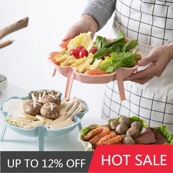 

3PCS/Set Stackable Flower Shaped Fruit Plate Plastic Snack Tray Colorful Hot Pot Plate Storage Plate Home Kitchen Food Tray