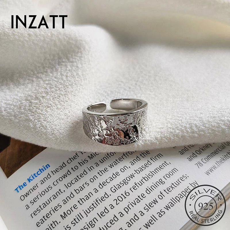 INZATT Настоящее серебро 925 проба геометрическое кольцо с изменяющимся размером для модных женщин панк ювелирные изделия минималистичные аксессуары подарок