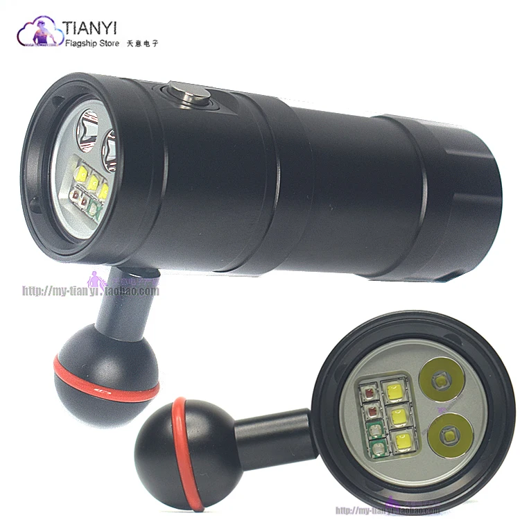 

Underwater camera diving flashligh with Five colors of Light Rechargeable Diving Camera Torch Deep waterproof Fill Light 120m