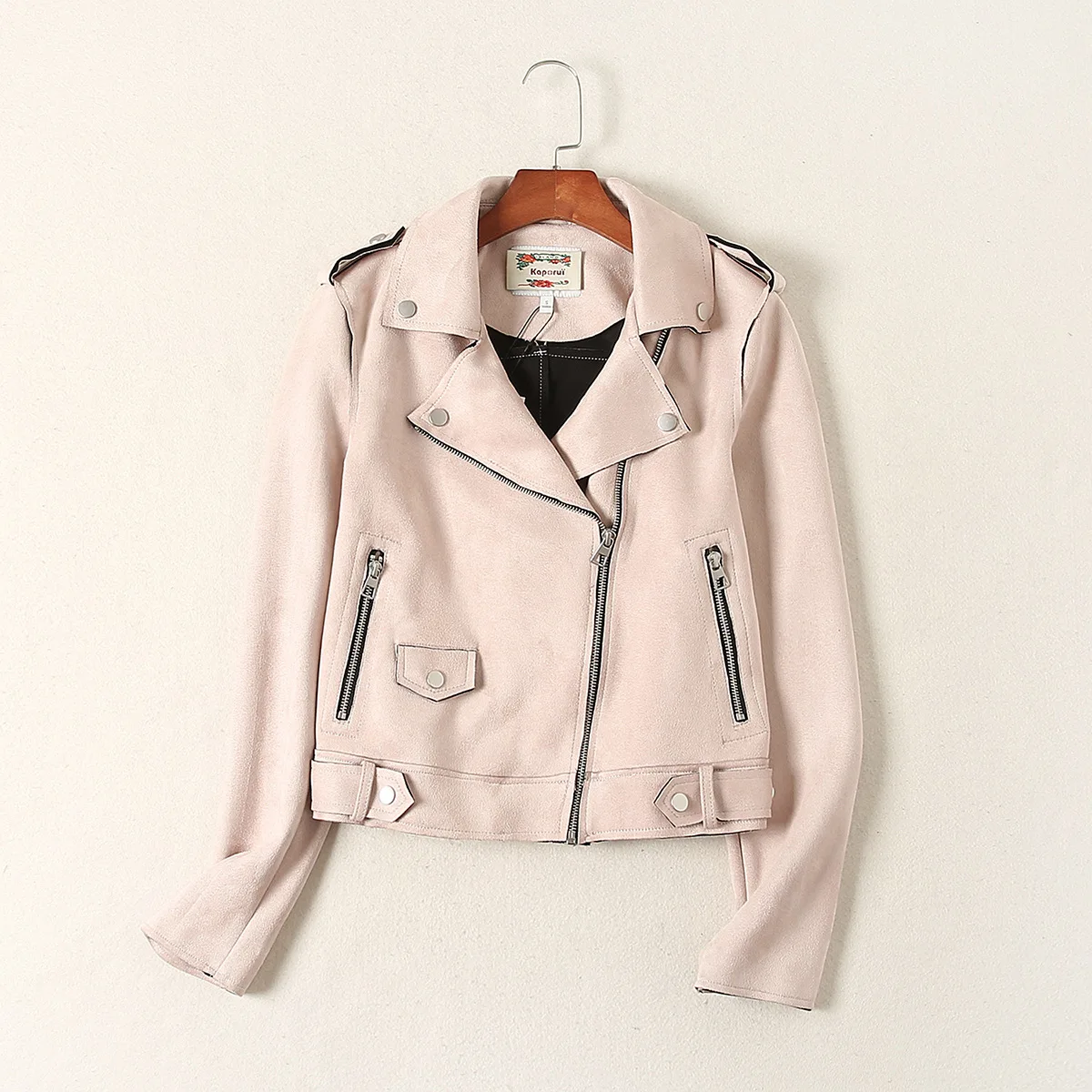 

Mb24 Handsome Versatile Slim Fit Short Oblique Zipper Jacket Women's
