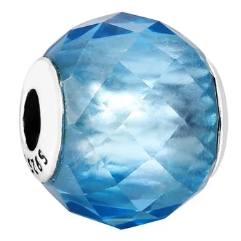 

Top Quality 925 Sterling Silver Bead Charm Friendship With Blue Faceted Crystal Beads Fit ESSENCE Bracelet Diy Jewelry