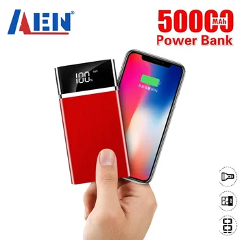 50000 20000mahパワーバンク外部バッテリーpoverbank 2 usb液晶powerbankポータブル携帯電話の充電器xiaomi mi iphone xs最大7 8