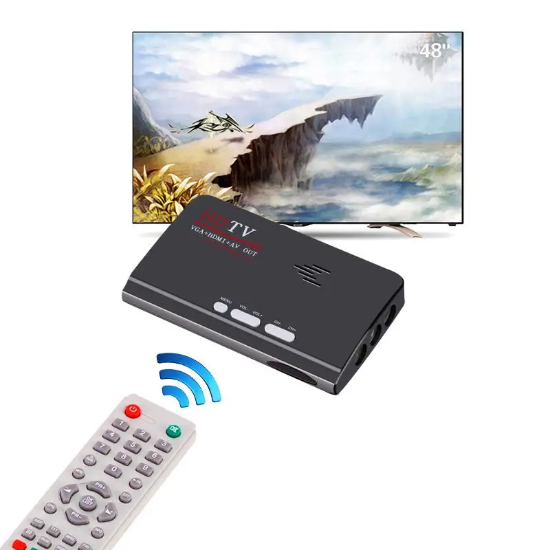 DVB-T/DVB-T2 ТВ тюнер приемник DVB T/T2 ТВ коробка VGA AV CVBS 1080P HDMI Цифровой HD спутниковый приемник с пультом дистанционного управления