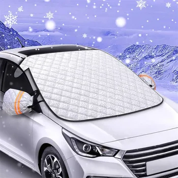 

147x120cm Car Windscreen Cover Magnetic Snow Cover Two Mirror Cover Ultra Thick Protective Car Windshield Snow Ice Frost 8X