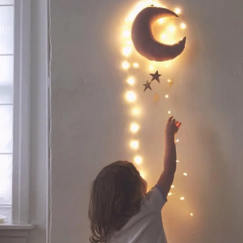 Wall Backdrop Hanging Moon Stars Stuffed Decoration For Baby Kids Bedroom Photography Props