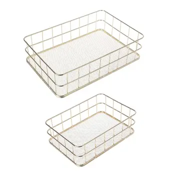 

Modern Metal Storage Basket Wire Mesh Crate Container Kitchen Office Bathroom Shelves Makeup Desk Organizer