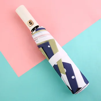 

Fully-Automatic Double Big Umbrella Print Cartoon Rain Women 3 Folding Resistant Large Umbrella Men Travel Business Umbrellas