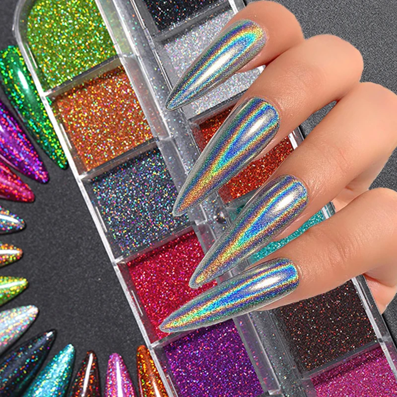 Nail Powder Hot Sale Nail Powders iridescent Shiny Nail Glitters Dust Decorations For Art Chrome Pigment DIY Accessories