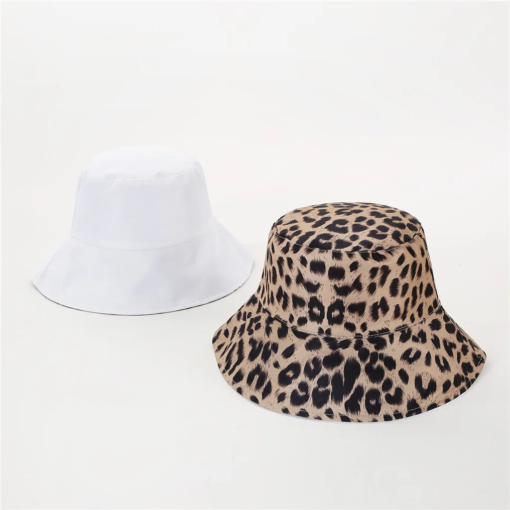 Женская кепка с леопардовым принтом, двойная Удобная дышащая Складная мужская пляжная шляпа с плоским верхом, шляпа для рыбалки на плоской подошве, Панама, уличная Кепка - Цвет: White
