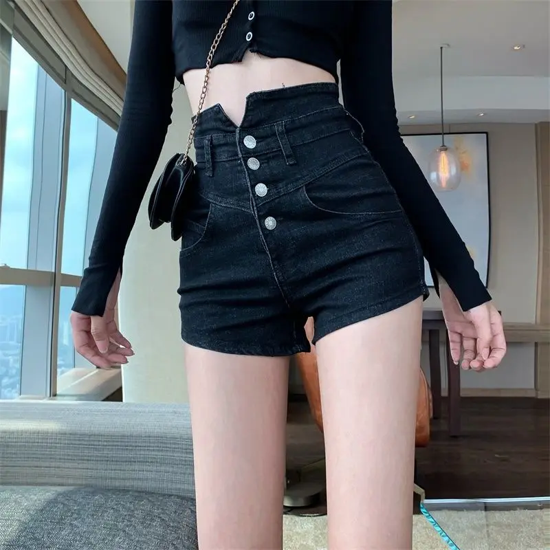 High Waist Sexy Denim Shorts Jeans Women New Women's Slim Summer Back Tight Female Elastic Short Jeans Female plus size corset belt for women fashion female faux leather wide waist tight waistband belt corset elastic waist belt ремень женский