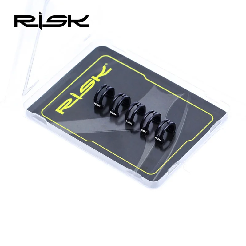 Black RISK 5 шт., универсальный велосипедный кабель, направляющая, u-образная пряжка, полый алюминий, для тормозного кабеля, корпус, кабель переключения, C зажимом, Направляющие кнопки - Цвет: Black