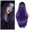 Wignee longue perruque synthétique cheveux raides partie du milieu pour les femmes Ombre violet cheveux naturels sans colle quotidien/Cosplay femme perruques de cheveux ► Photo 1/6