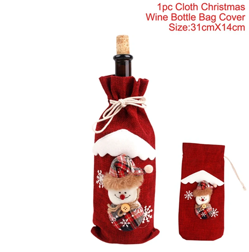 Huiran Xmas, Рождественская скатерть, тканевая крышка, рождественские украшения для дома, Рождественский Декор стола, год - Цвет: Wine Bottle