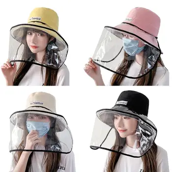 

Protective Face Cover Sun Protection Cap Removable Hat Anti-splash Anti-dust With Big Brim PVC Dustproof Mask For Men Women