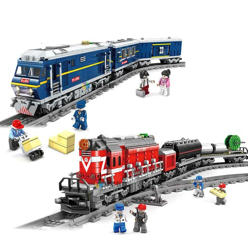 

NEW 98219 98220 City Series model the Cargo Set Building Train Train track Blocks Bricks Train Educational Toys For Children