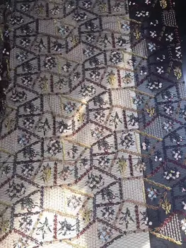 

top quality Modern design French net lace fabric African Flower mul ti color embroidery tulle lace fabric for ladies dress