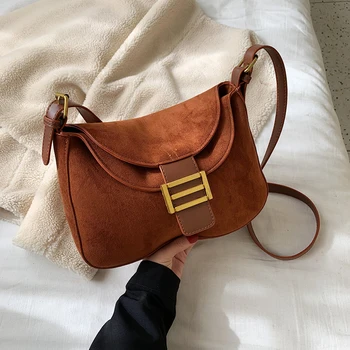 

Crossbody Bag for women Fashion Small Shoulder Bags Suede Leather bag 2020 New designer bolsas /Black