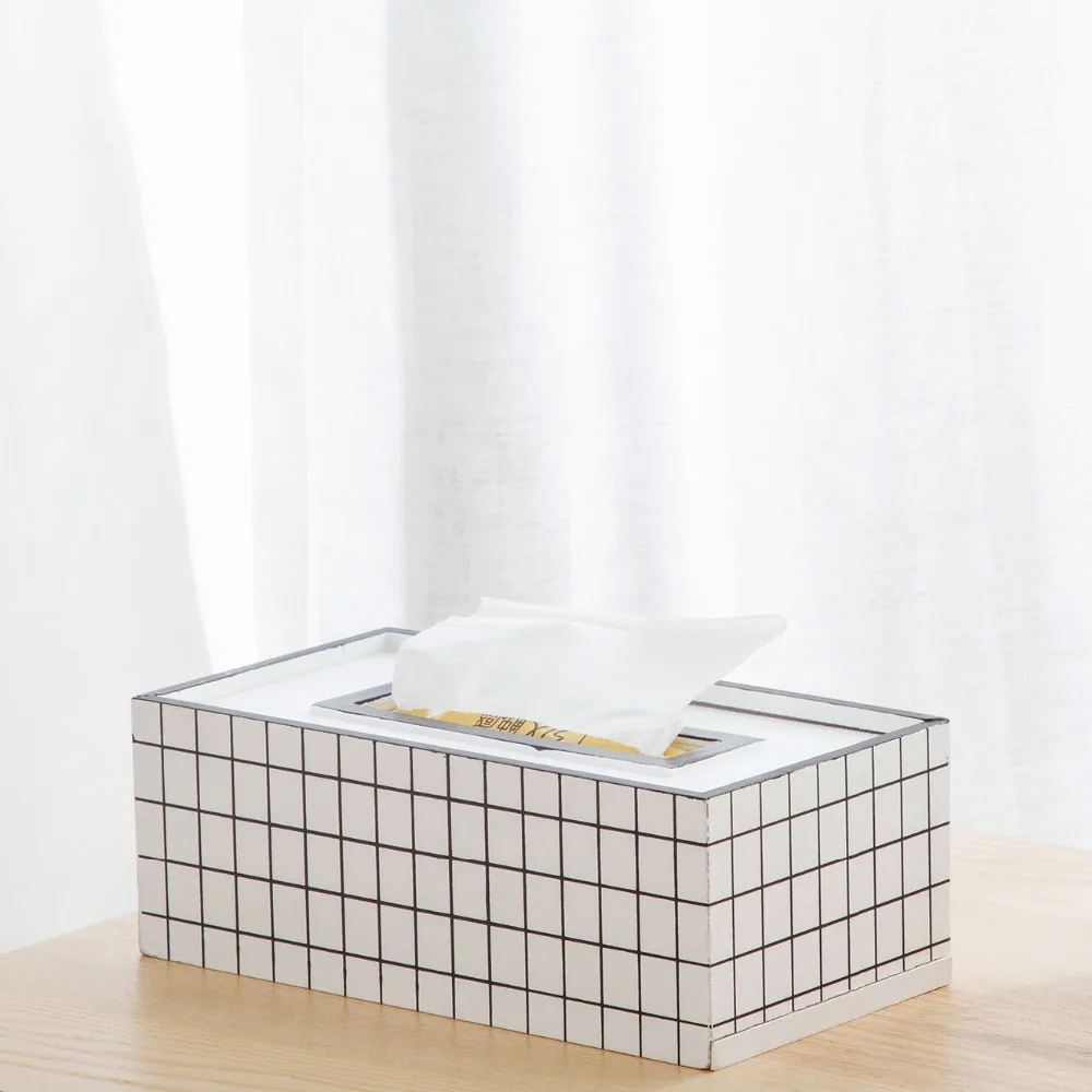 Wooden Tissue Box Container Napkin Tissue Holder Paper Dispenser Simple Fashion Tissue Holder Case For Office Home Decoration