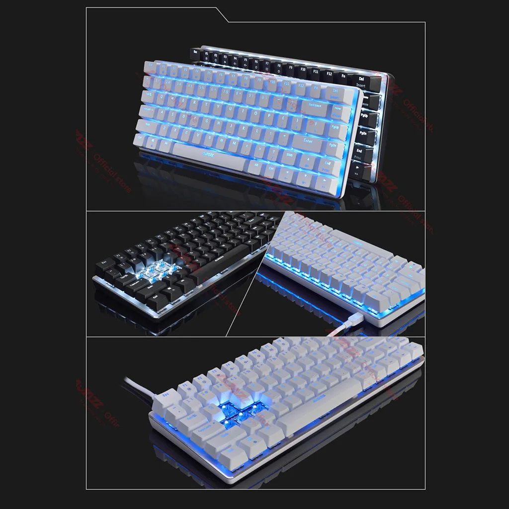 Ajazz rgb mechanical keyboard mini 82 keys layout blue black switches wired