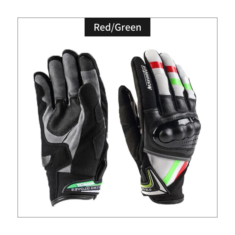 Дышащие летние перчатки с сенсорным экраном для езды на мотоцикле или мотокросса, защитные перчатки для гонок - Цвет: M38 Green Red