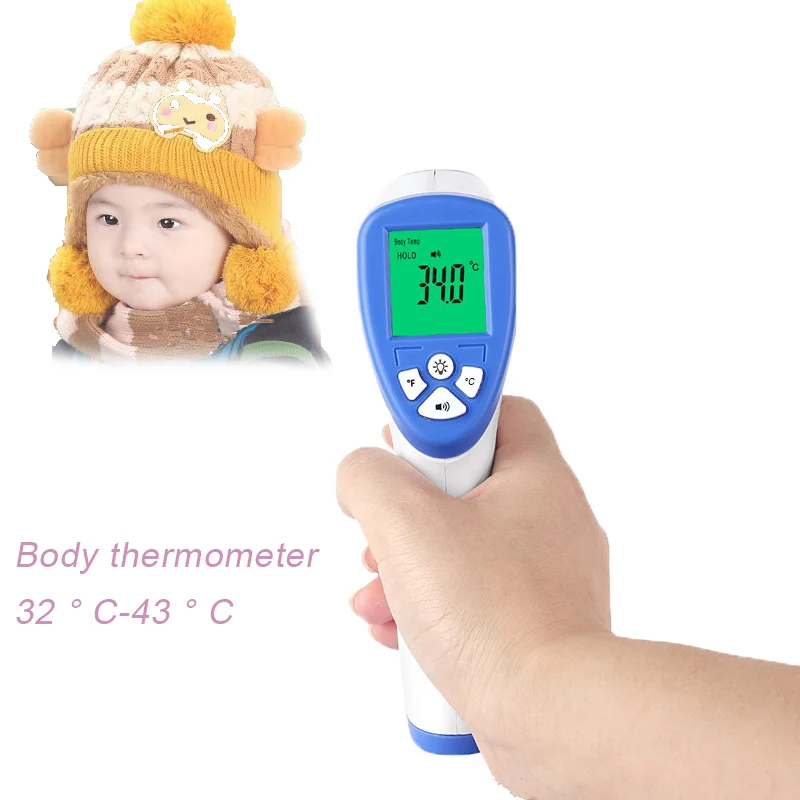 

Muti-fuction Digital Infrared Thermometer gun IR Body Temperature Meter for Baby Forehead Surface Non-contact Gun LCD Display