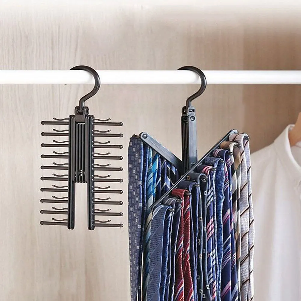 20 Rows Of Tie Frame Adjustable 360 Degree Rotating Tie Rack Belt Scarf Neckties Hanger Holder Multifunctional Closet Organizer