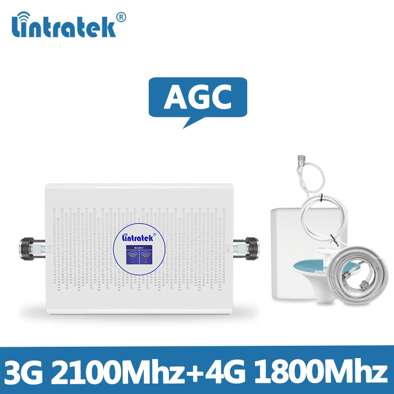 

Lintretek 4G Repeater 1800Mhz AGC 70dB Signal Booster 3G 2100 Dual Band Ampli 4G 3G UMTS LTE Amplifier Repeater 1800 2100 @6.5