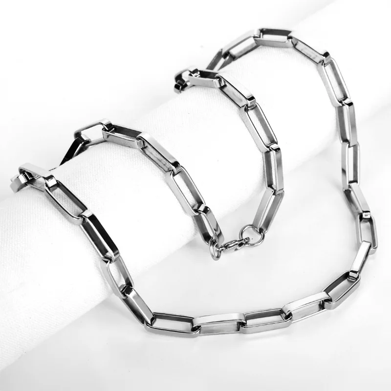 

Personalized & Creative Stainless Steel Ornament Titanium Steel Jewelry Square Necklace Chain RIR Grid Fashionable