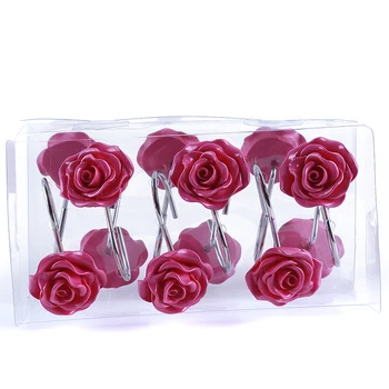 

4 Color Floral Rose Shaped Bathroom Kitchen Window Partition Curtain Hook Universal Toilet Supplies Kitchen Utensils