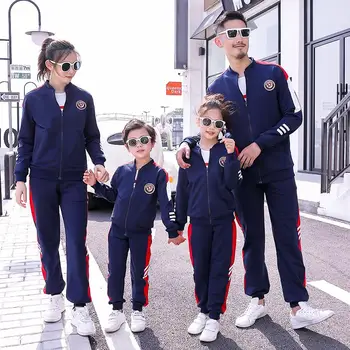 

Family Clothing Set Mother Daughter Matching Suits Parent-child Tracksuit Kids Dad Mom Coat Pants Sports Wear Family Outfits