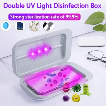 

5V USB Portable Dual UV Light Sterilizer Box Jewelry Phones Cleaner Personal Sanitizer Disinfection Case for Home English Manual