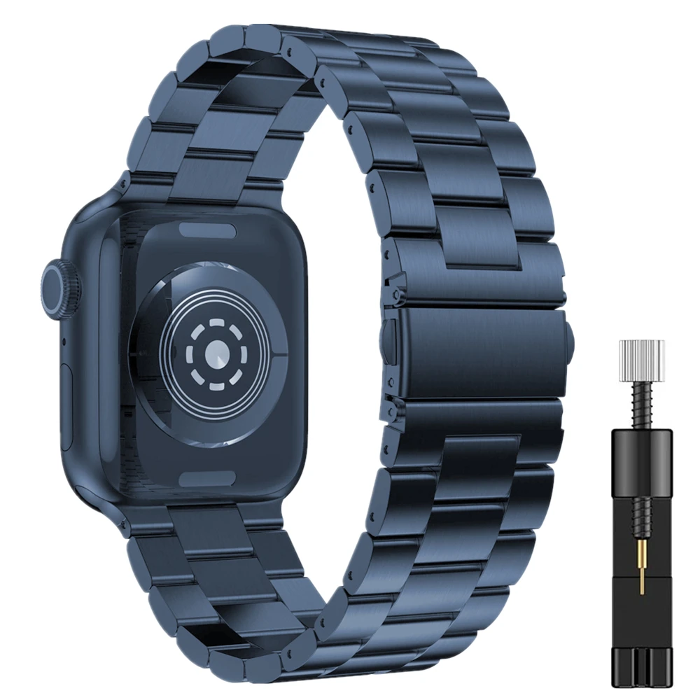 Браслет из нержавеющей стали для Apple Watch 1/2/3/4/5/6/SE деловой металлический ремешок