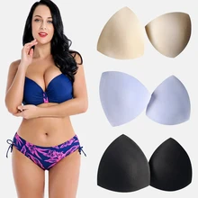 Спортивные подушечки для бюстгальтера, толстые губчатые подушечки для бюстгальтера, Женские Треугольные чашечки, чашечки для бикини, чашечки для бюстгальтера с эффектом пуш-ап, поролоновые подушечки для купальника, аксессуары для набивки