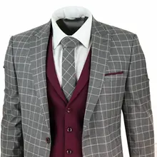 Мужской костюм из 3 предметов в клетку 1920s Гэтсби твид винтажный серый классический свадебный выпускной