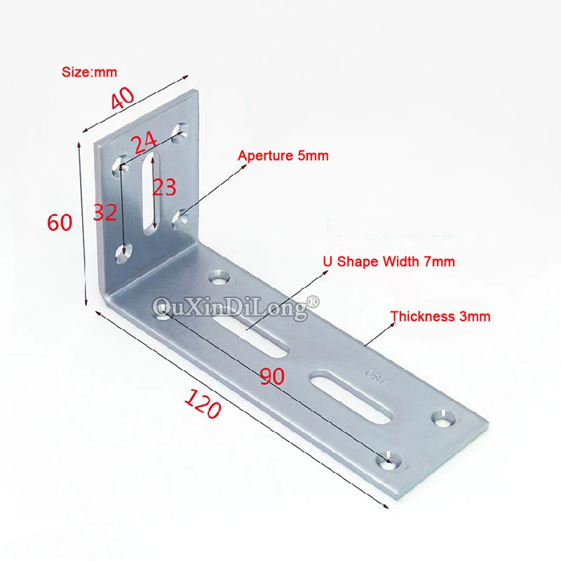 Brand New 50PCS Right Angle Corner Braces L Shape Metal Frame Board Shelf Support Brackets Furniture Hardware 40X60X120mm