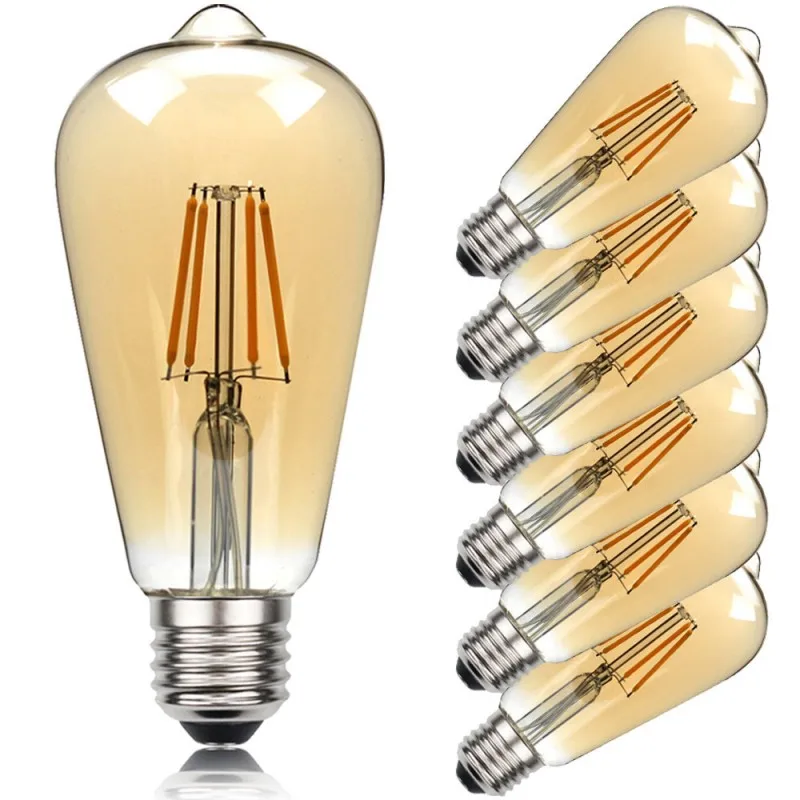 ST64 4W 6W 8W Edison LED Filament Bulb lamp 220V E27 Vintage Antique Retro Edison Ampoule Replace Incandescent Light