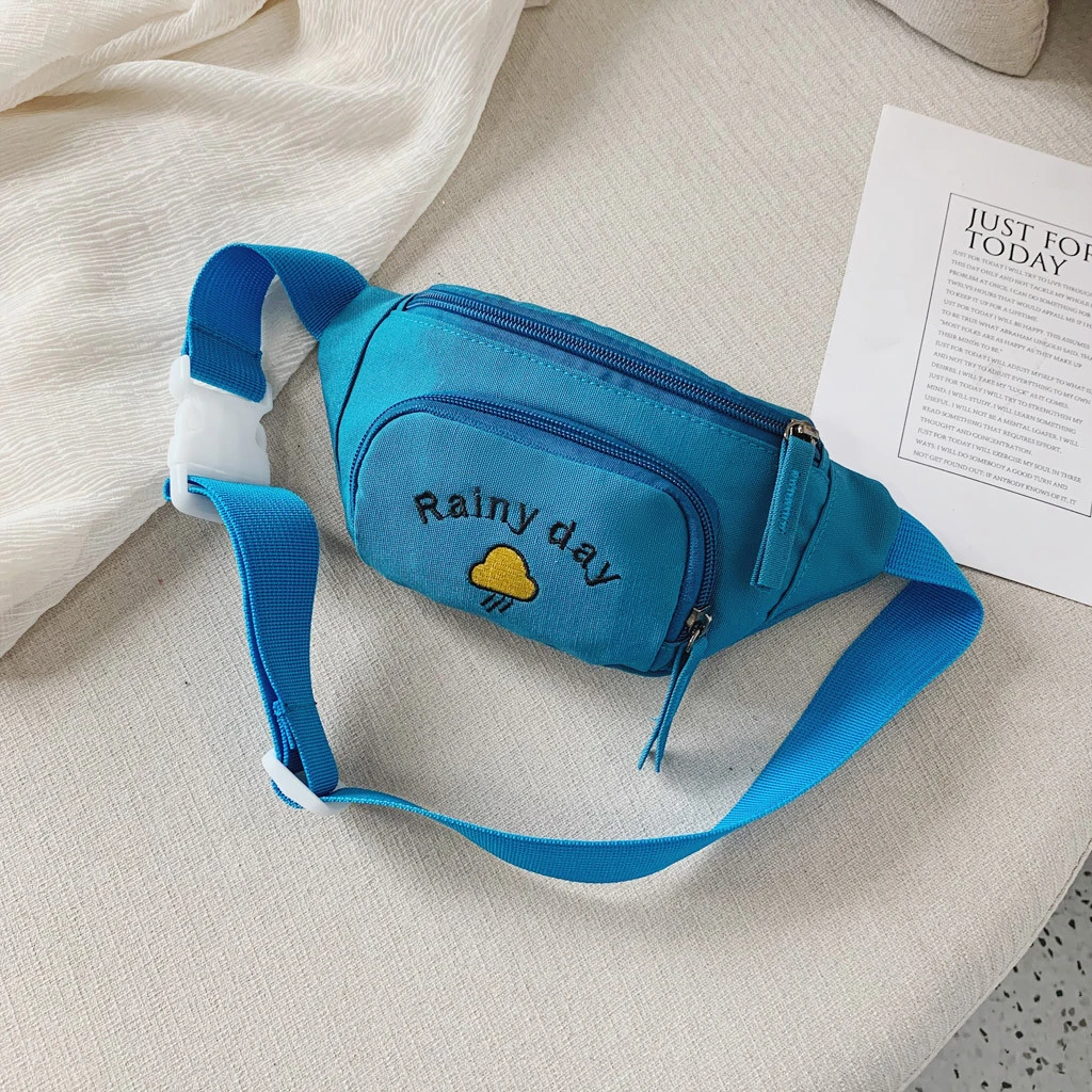 2019 Hot Sale Solid Color Child Joker Crossbody Waist Purse Cartoon Canvas Zipper Chest Bags Pocket Pocket Shoulder Bag 826