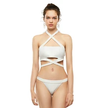 LaFata белый секс бикини пляжная одежда купальники купальник купальник раздельный пуш ап