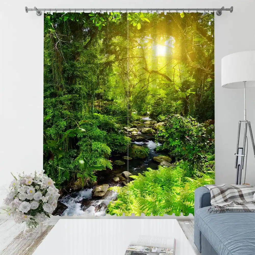 Grune Natur Landschaft Vorhange Schlafzimmer Wohnzimmer Winddicht Verdickung Blackout Stoff Dekoration Vorhange Vorhange Aliexpress