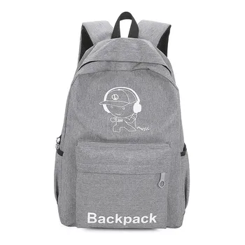 

New Simple Fashion Print Luminous Oxford Cloth Backpack Men And Women Students Bag Travel Computer Backpack