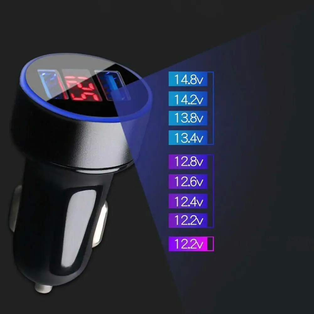 

Dual USB Car Charger Port LCD Display 12-24V Cigarette Lighter Power Socket Fast Car Charger Adapter Car Styling