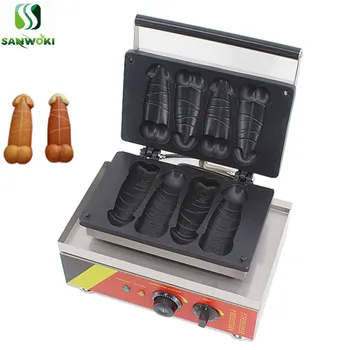 

Commercial Big Cock Burning Penis Shape Waffle Maker Machine 4pcs Penis Lolly Muffin Waffle Maker Machine penis cake baking iron